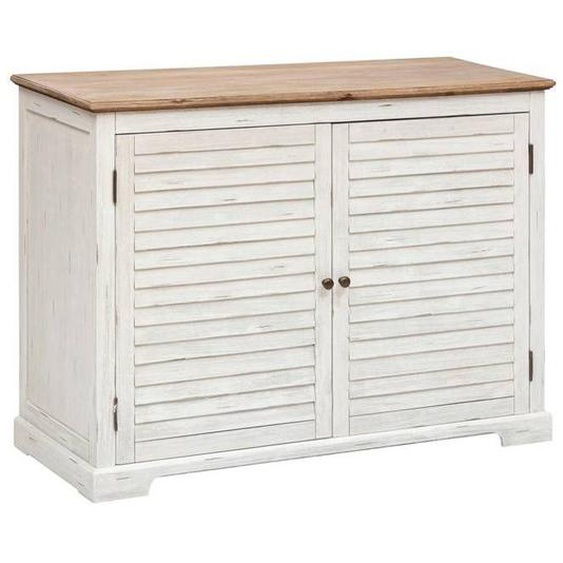 Buffet 2 portes Olbia en métal & acacia 110x45cm blanc - Blanc - Atmosphera createur dinterieur