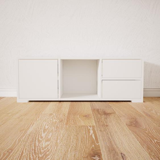 Buffet bas - Blanc, design contemporain, avec porte Blanc et tiroir Blanc - 118 x 42 x 34 cm