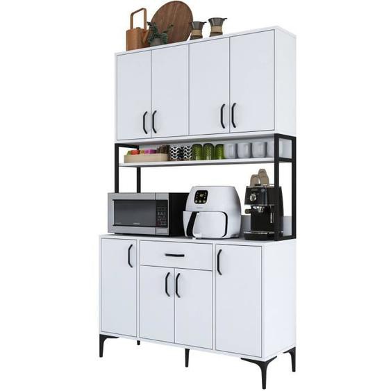 Buffet de cuisine 8 portes et 1 tiroir Ariane L120cm Blanc