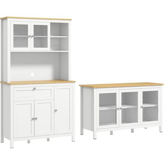 Buffet de cuisine haut + meuble bas de rangement - HOMCOM - Bois - 100x40x180cm - Blanc