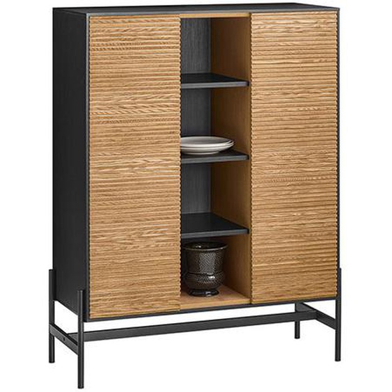 Buffet de Cuisine HFSB04-SCH SoBuy - avec 2 Portes - 4 Compartiments - 92 x 40 x 119 cm - Noir Naturel