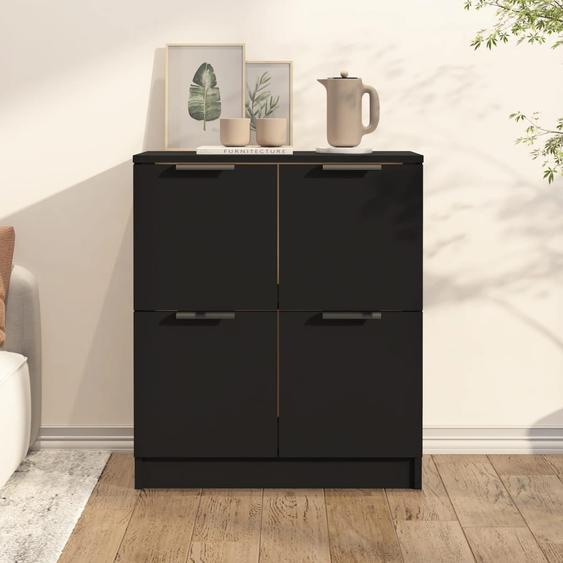 Buffet noir 60x30x70 cm bois dingénierie