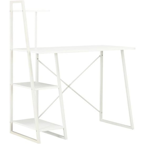 Bureau Avec Étagère Blanc 102x50x117 Cm