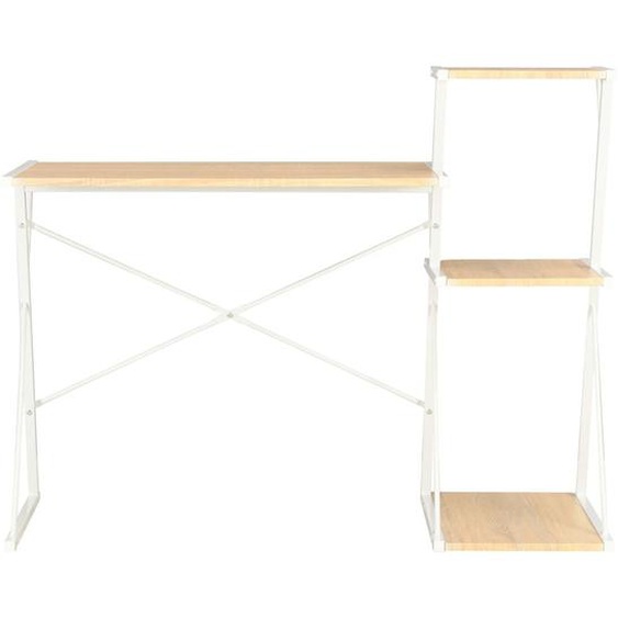 Bureau Avec Étagère Blanc Et Chêne 116x50x93 Cm