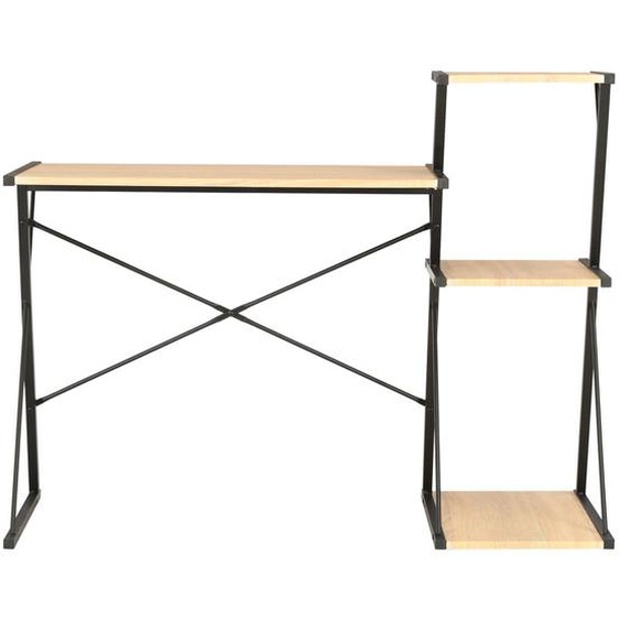 Bureau Avec Étagère Noir Et Chêne 116x50x93 Cm