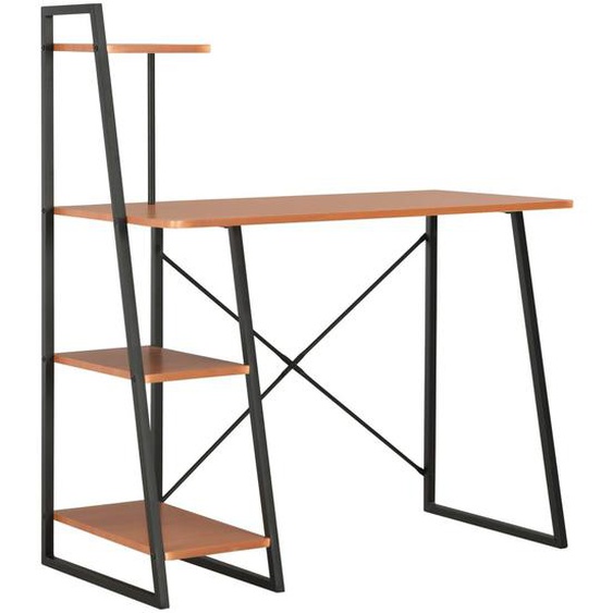 Bureau Avec Étagère Noir Et Marron 102x50x117 Cm