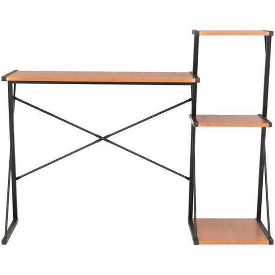 Bureau Avec Étagère Noir Et Marron 116x50x93 Cm