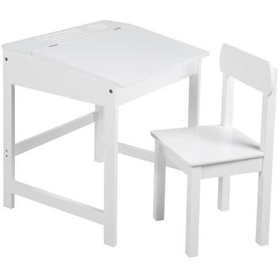 Bureau Bébé - Enfant ROBA - Blanc - Avec Chaise et Espace de Rangement