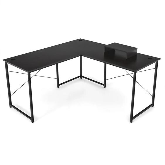 Bureau Dangle 150 X 150 X 74 Cm Ajustable À Bureau Droit Grand Table Pour 2 Personnes Noir Helloshop26 20_0005642