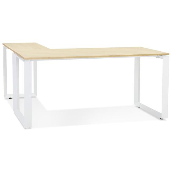 Bureau dangle design BAKUS en bois finition naturelle et métal blanc - 160 cm