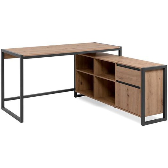 Bureau Dangle Modulable 1 Tiroir, 1 Porte Effet Bois - L139 X H75 Cm