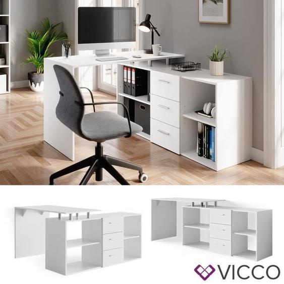 Bureau dangle VICCO Dante - Blanc - 120x75x145cm - Asymétrique