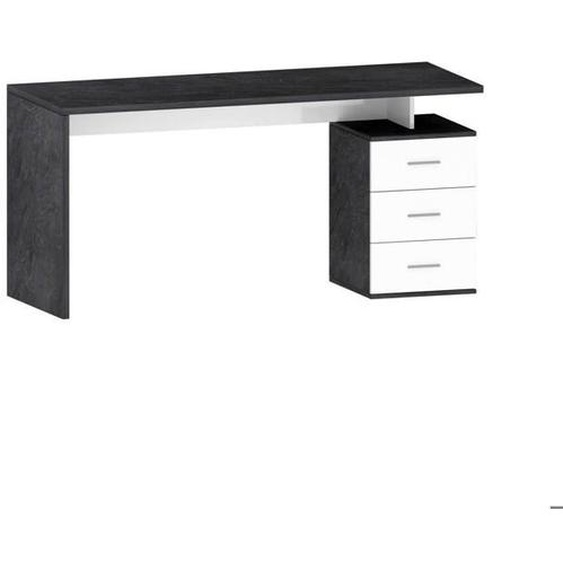 Bureau Dchiellin, 160x60h75 cm, Blanc et Ardoise