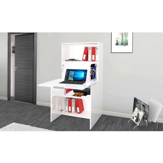 Bureau Ddossen,  100% Made in Italy, 70x35h140 cm, Blanc brillant