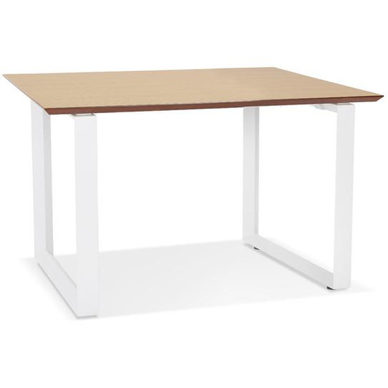 Petit bureau droit design BAKUS en bois et métal blanc - 120x60 cm