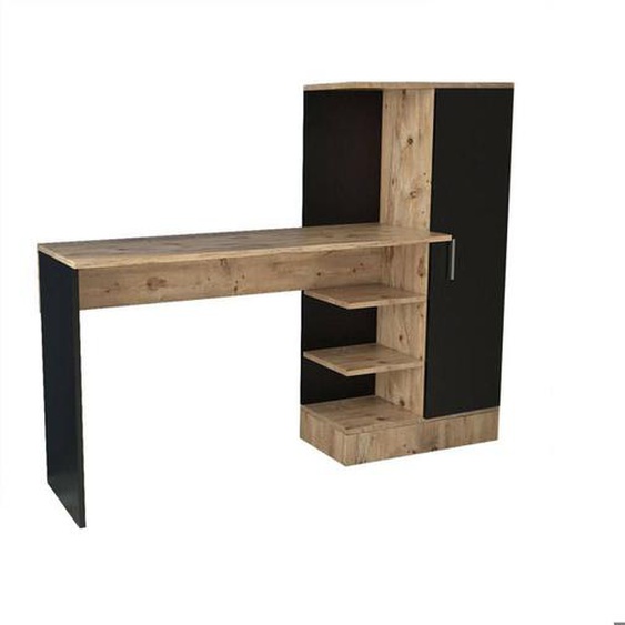 Bureau Dfasolat, 152x40h120 cm, Chêne et Noir