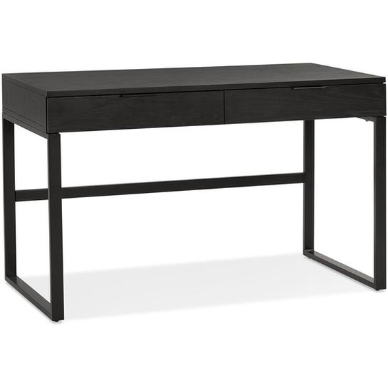 Bureau droit design DOMINIK en bois et métal noir - 120x60 cm