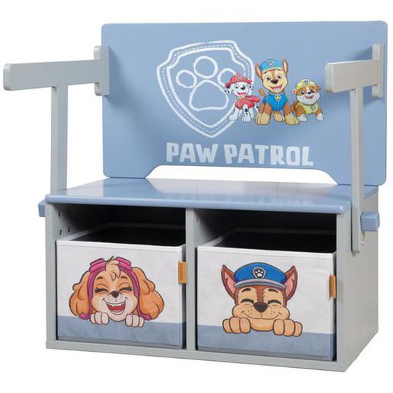 Bureau Enfant 2EN1 ROBA PatPatrouille - Transformable en Banc avec 2 Boites de Rangements en Tissu - Bleu / Gris