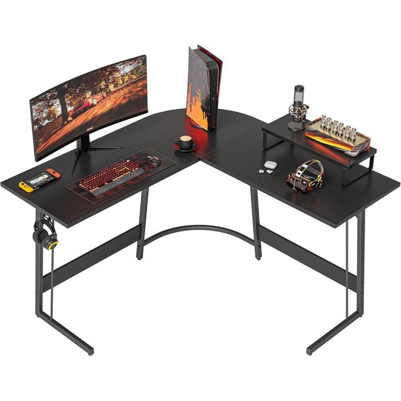 Bureau Gaming Angle 120x120cm,Bureau Dangle Avec Support Decran,Bureau Gamer En Forme De L,Table Gaming Pour Jouer,Etudier Et Travailler,Noir