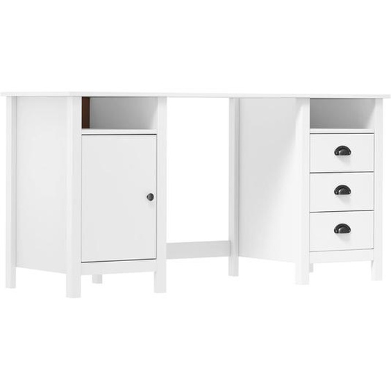 Bureau Hill Blanc 150x50x74 cm Bois de pin solide