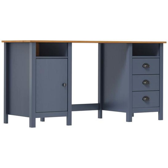 Bureau Hill Gris 150x50x74 cm Bois de pin solide