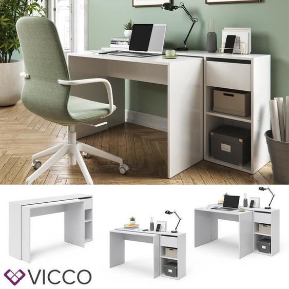 Bureau informatique extensible VICCO Ben - Blanc - 145 x 75,8 x 46,4 cm - Bois - Panneaux de particules