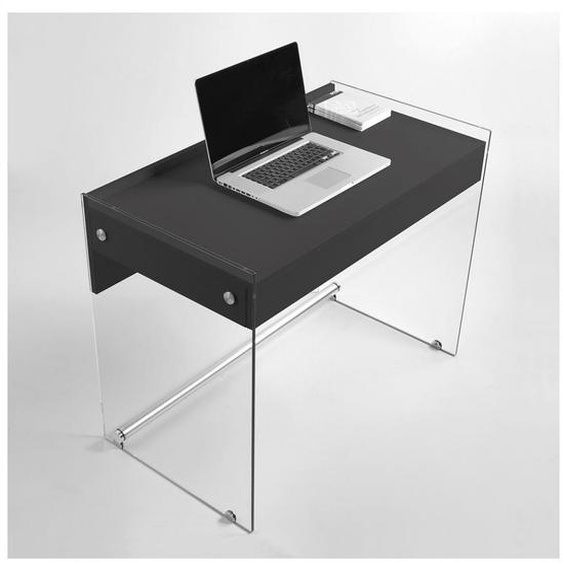 bureau MYDESK en verre clair coloris gris ardoise