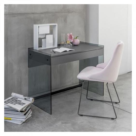 bureau MYDESK en verre fumé coloris gris ardoise