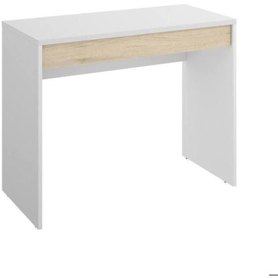 Bureau perforé, 90x50h74 cm, Blanc et Chêne