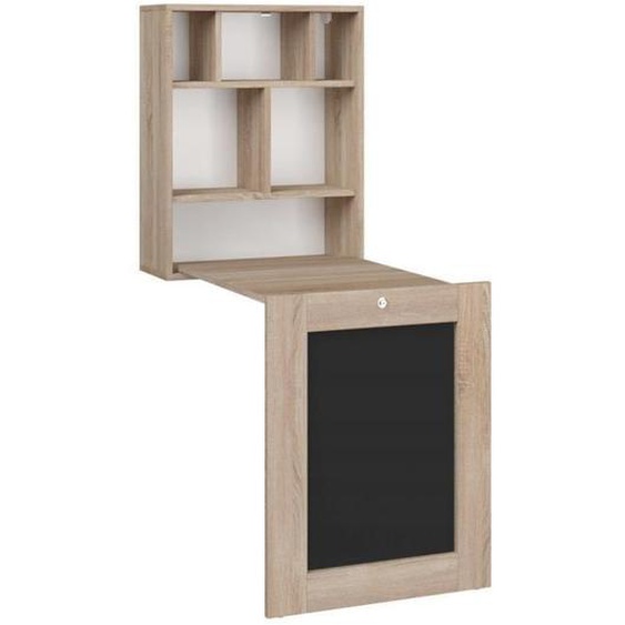 Bureau pliable mural TILT - TILT - Sonoma Chêne - 6 étagères - Verrouillable