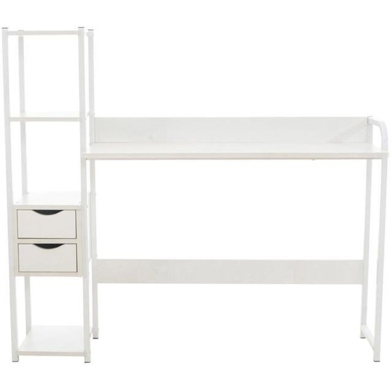 Bureau style industriel avec etagère et espace de rangement table dordinateur en MDF blanc