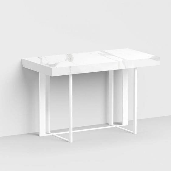 Bureau SUPRA acier blanc top stratifié marbre blanc