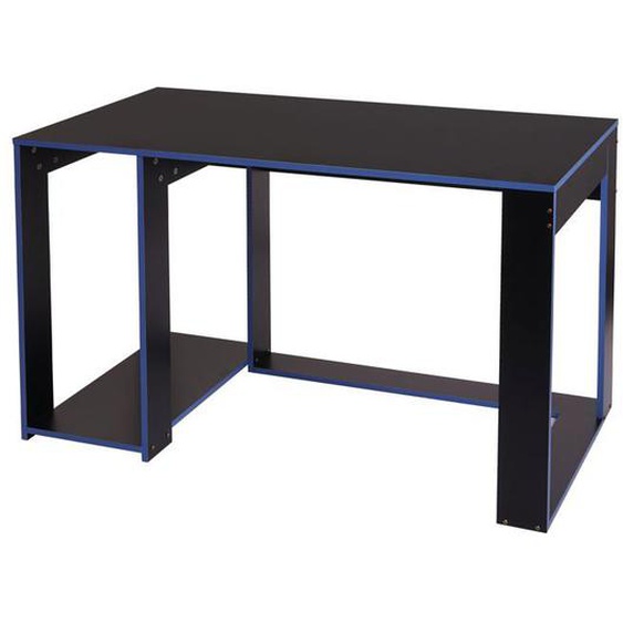 Bureau table de bureau pour ordinateur 120 par 60 par 76 en MDF noir et bleu