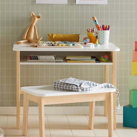 Bureau + tabouret maternelle ÉCOLIER blanc