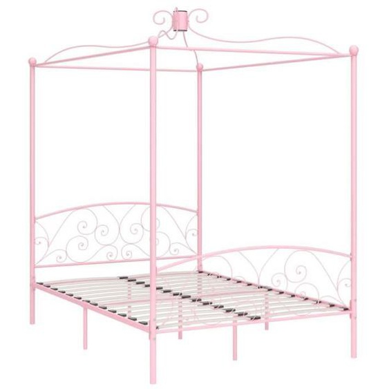 Cadre de lit à baldaquin sans matelas rose métal 140x200 cm227 [cm]