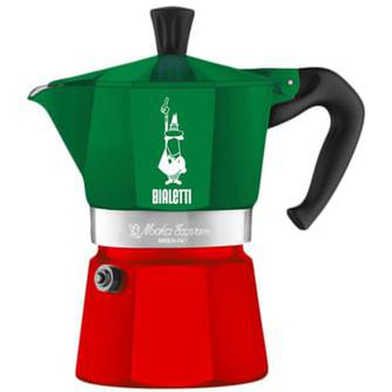 Cafetière Moka Express Italia vert et rouge 3 tasses