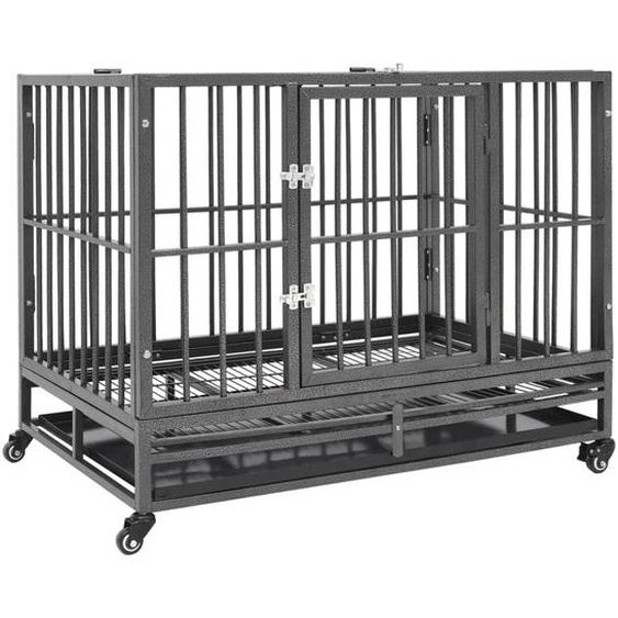 Cage pour chiens avec roues Acier 92x62x76 cm