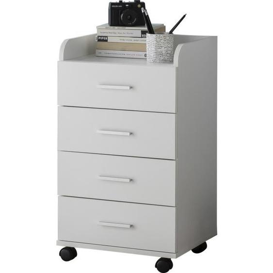 Caisson bureau blanc design en bois mdf L. 40 x P. 33 x H. 70.5 cm collection Oostdam Blanc