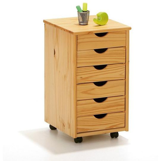 Caisson De Bureau 6 Tiroirs School 65cm Naturel