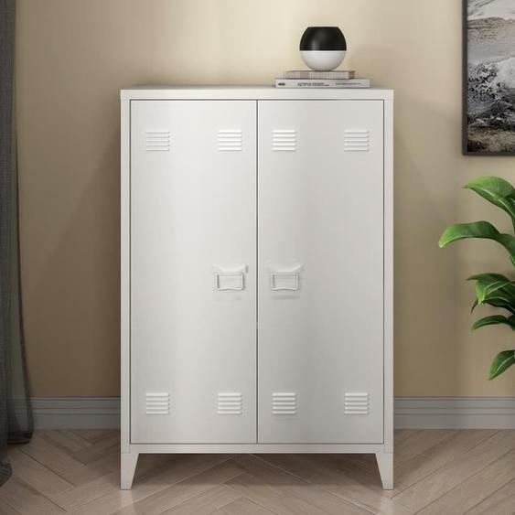 Caisson de bureau métallique Oripää à 2 portes 110 x 75 x 33 cm blanc