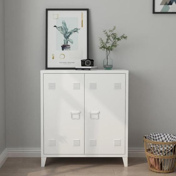 Caisson de bureau métallique Oripää à 2 portes 90 x 80 x 33 cm blanc