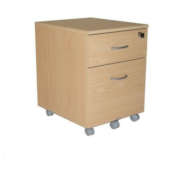 Caisson mobile 2 tiroirs contemporain - Décor hêtre - L 43 cm