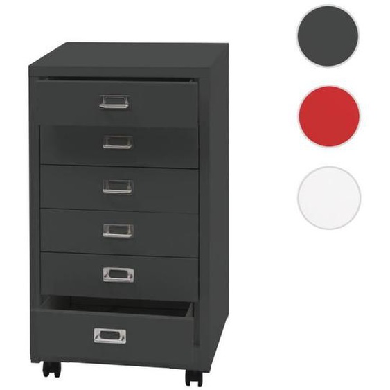 Caisson roulant HWC-L49 - Armoire à tiroirs en acier - 6 tiroirs - Gris foncé