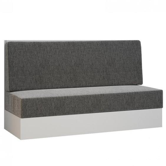 Canapé 2 places socle blanc tissu gris pour armoire-lit 140 x 200 cm