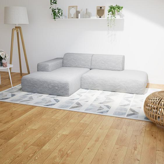 Canapé dangle - Blanc Granite, design arrondi, canapé en L ou angle, confortable avec méridienne ou coin - 245 x 72 x 168 cm, modulable