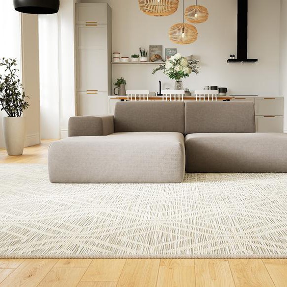 Canapé dangle - Gris sable, design arrondi, canapé en L ou angle, confortable avec méridienne ou coin - 245 x 72 x 168 cm, modulable