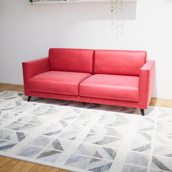 Canapé dangle Velours - Rouge Corail, design épuré, canapé en L ou angle, élégant avec méridienne ou coin - 185 x 75 x 98 cm, modulable