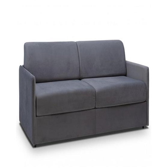 Canapé lit express COLOSSE couchage 120 cm matelas épaisseur 22 cm à mémoire de forme velours gris bleu