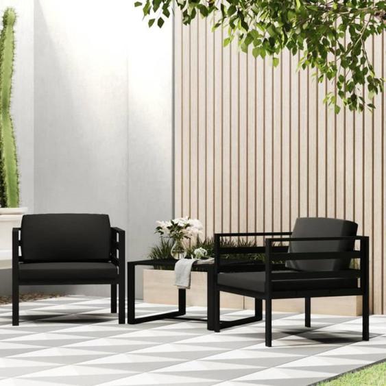 Canapés simples de jardin - TBEST - Aluminium Anthracite - Modulable - Coussins en tissu