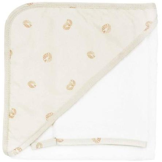 Cape De Bain Bébé Trois Kilos Sept - Ecru - 70x70cm - Motifs Feuilles Terracotta Beige